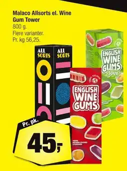 Calle Malaco Allsorts el. Wine Gum Tower, DKK 45 tilbud