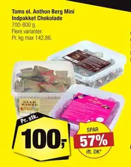Calle Toms el. Anthon Berg Mini Indpakket Chokolade, DKK 100 tilbud