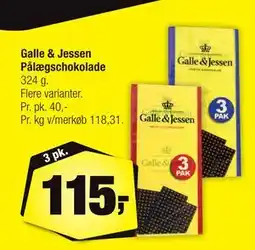 Calle Galle & Jessen Pålægschokolade, DKK 115 tilbud