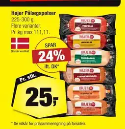 Calle Højer Pålægspølser, DKK 25 tilbud