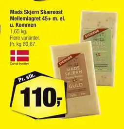 Calle Mads Skjern Skæreost Mellemlagret 45+ m. el. u. Kommen, DKK 110 tilbud