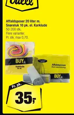 Calle Affaldsposer 20 liter m. Snøreluk 10 pk. el. Karklude, DKK 35 tilbud
