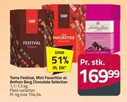 Fleggaard Toms Festival, Mini Favoritter el. Anthon Berg Chocolate Selection, DKK 169.99 tilbud