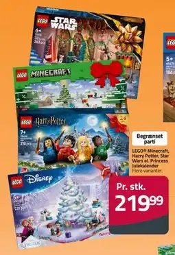 Fleggaard LEGO Minecraft, Harry Potter, Star Wars el. Princess Julekalender, DKK 219.99 tilbud