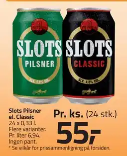 Fleggaard Slots Pilsner el. Classic, DKK 55 tilbud