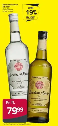 Fleggaard Brøndums Original el. Klar Snaps, DKK 79.99 tilbud