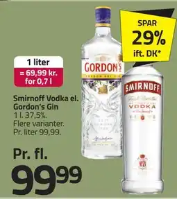 Fleggaard Smirnoff Vodka el. Gordon’s Gin, DKK 99.99 tilbud