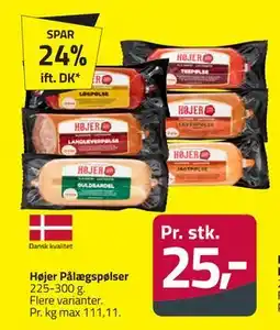 Fleggaard Højer Pålægspølser, DKK 25 tilbud