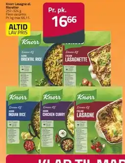 Fleggaard Knorr Lasagne el. Risretter, DKK 16.66 tilbud