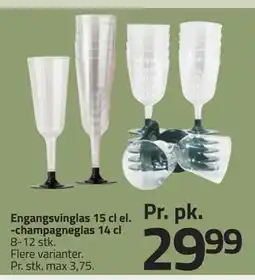 Fleggaard Engangsvinglas 15 cl el. -champagneglas 14 cl, DKK 29.99 tilbud