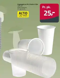 Fleggaard Engangskrus 20 cl Hvid el. Klar, DKK 25 tilbud