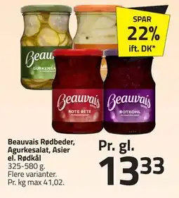Fleggaard Beauvais Rødbeder, Agurkesalat, Asier el. Rødkål, DKK 13.33 tilbud