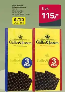 Fleggaard Galle & Jessen Pålægschokolade, DKK 115 tilbud