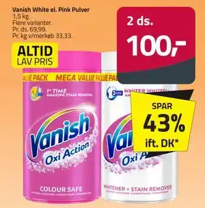 Fleggaard Vanish White el. Pink Pulver, DKK 100 tilbud