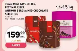 Scandinavian Park TOMS MINI FAVORITTER, FESTIVAL ELLER ANTHON BERG MIXED CHOCOLATE SELECTION, DKK 159.99 tilbud