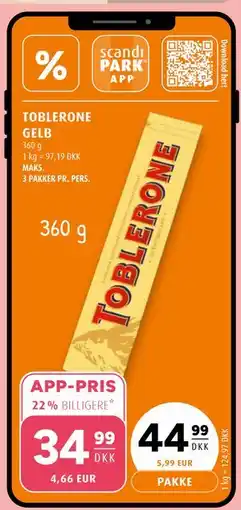 Scandinavian Park TOBLERONE GELB, DKK 44.99, App-pris tilbud