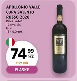 Scandinavian Park APOLLONIO VALLE CUPA SALENTO ROSSO 2020, DKK 74.99 tilbud