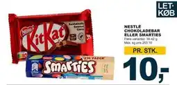 Let-Køb NESTLÉ CHOKOLADEBAR ELLER SMARTIES, DKK 10 tilbud