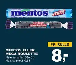 Let-Køb MENTOS ELLER MEGA ROULETTE, DKK 8 tilbud