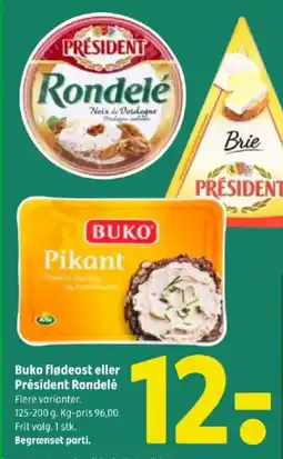 Coop 365 Buko flødeost eller Président Rondelé tilbud