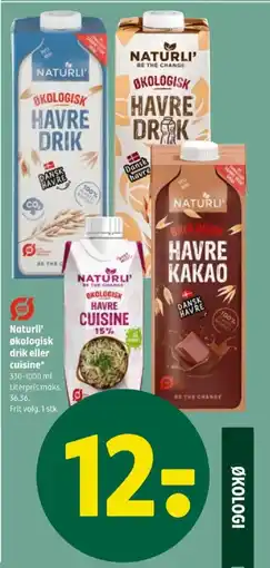Coop 365 Naturli' Økologisk drik eller cuisine tilbud