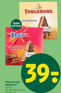 Coop 365 Toblerone eller Daimtærte tilbud