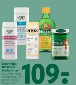 Coop 365 Longo Vital, HUSK eller Møllers tran tilbud