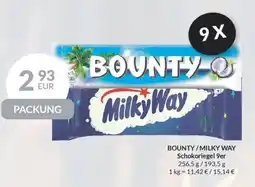 Nielsen's Discount Bounty/milky way schokoriegel 9er tilbud