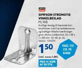 Davidsen Simpson strongtie vinkelbeslag tilbud