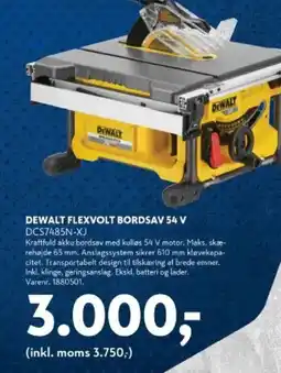 Davidsen Dewalt flexvolt bordsav 54 v dcs7485n-xj tilbud