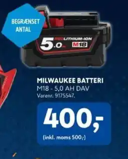 Davidsen Milwaukee batteri tilbud