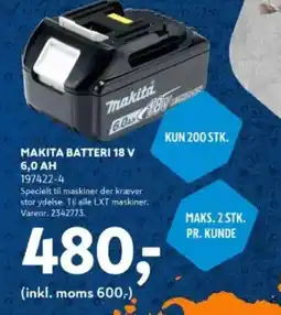 Davidsen Makita batteri 18 v 6,0 ah tilbud