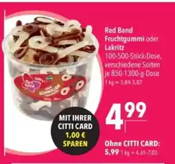 Citti Red Band Fruchtgummi oder Lakritz tilbud