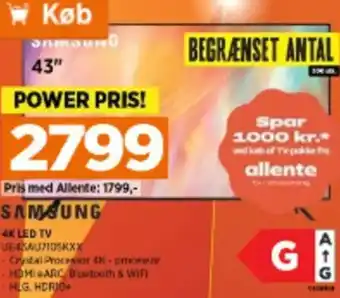 Power Samsung 4K LED TV UE50AU7105KXX tilbud