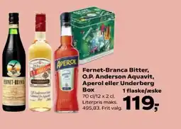 Kvickly Fernet-Branca Bitter, O.P. Anderson Aquavit, Aperol eller Underberg Box tilbud