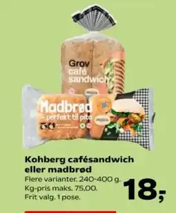 SuperBrugsen Kohberg cafésandwich eller madbrød tilbud