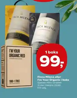 SuperBrugsen Finca Milena eller I'm Your Organic i boks tilbud