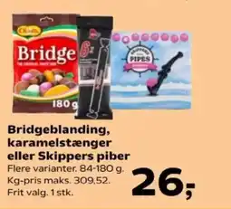SuperBrugsen Bridgeblanding, karamelstænger eller Skippers piber tilbud