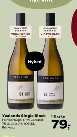 SuperBrugsen Yealands Single Block 1 flaske tilbud