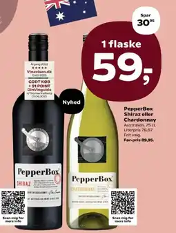 SuperBrugsen PepperBox Shiraz eller Chardonnay tilbud