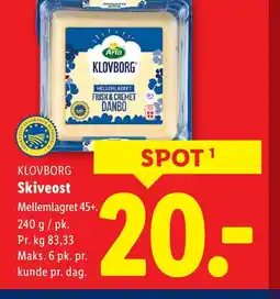 Lidl KLOVBORG Skiveost tilbud