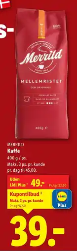 Lidl MERRILD Kaffe tilbud