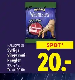 Lidl HALLOWEEN Syrlige vingummi- knogler tilbud