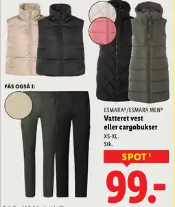 Lidl ESMARAⓇ/ESMARA MEN® Vatteret vest eller cargobukser tilbud