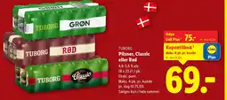 Lidl TUBORG Pilsner, Classic eller Rød tilbud