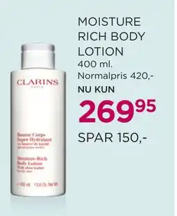 Salling MOISTURE RICH BODY LOTION, DKK 269.95 tilbud