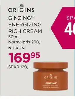 Salling GINZING ENERGIZING RICH CREAM, DKK 169.95 tilbud