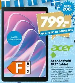 Bilka Acer Android 10,1” tablet, DKK 799 tilbud
