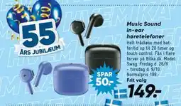 Bilka Music Sound in-ear høretelefoner, DKK 149 tilbud