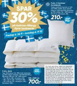Bilka SPAR 30% på Asthma-Allergy dyne/pudeserie tilbud